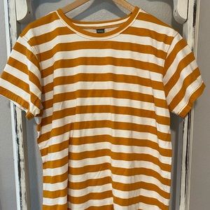 Yellow & White Stripped Mid Length Dress